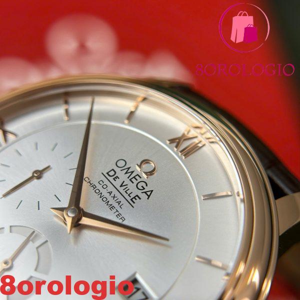 Omega De Ville Prestige Power Reserve replica oro rosa quadrante argento cinturino in pelle 39.5mm Orologio - immagine 12