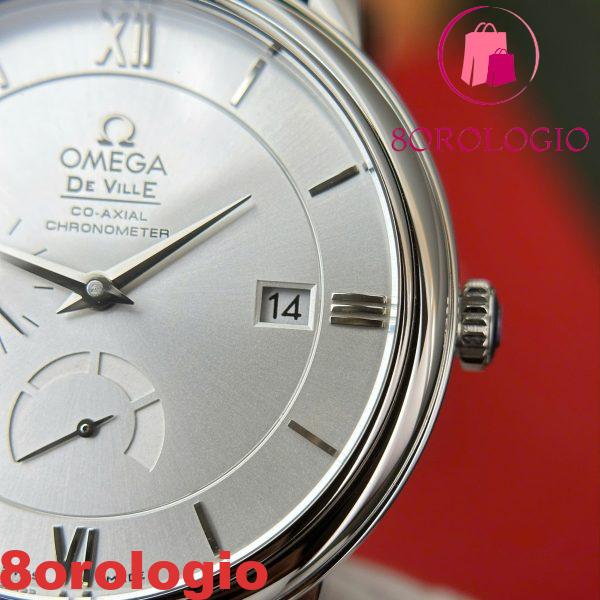 Omega De Ville Prestige Power Reserve quadrante argento cinturino in pelle nera replica migliore 39,5 mm Orologio - immagine 12