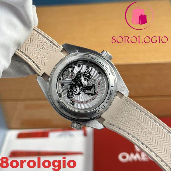 Omega Seamaster Planet Ocean 600M Co-Axial Quadrante Beige Cinturino in Gomma Replica di Migliore Qualità VSF 43,5mm Orologio - immagine 8
