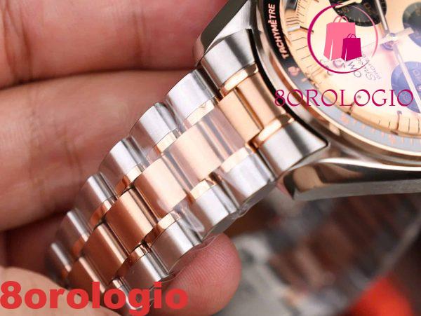 Omega Speedmaster Moonwatch Chronograph Bi-Tono Oro Rosa Quadrante Rosa Replica Svizzera 42mm Orologio - immagine 9