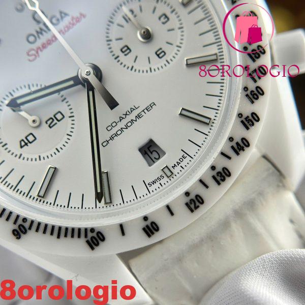 Omega Speedmaster White Side Of The Moon Cinturino in Pelle Ceramica Bianca Replica 44mm Orologio - immagine 13