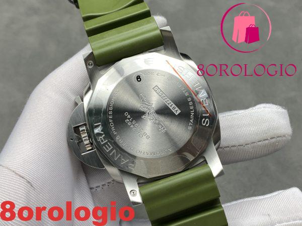 Panerai Submersible Quarantaquattro Bianco Quadrante Bianco Cinturino in Gomma Verde 1:1 Miglior Replica VSF 44mm Orologio - immagine 9