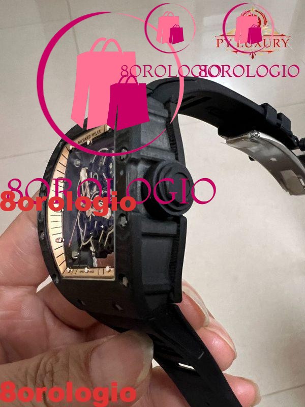 Replica su misura 1:1 Richard Mille RM055 Edizione Asia Bubba Watson squisita in fibra di carbonio NTPT movimento modificato non regolatore 42.7mm Orologio - immagine 15