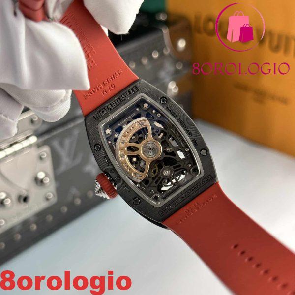 Replica di Alta Qualità Richard Mille RM07-01 Carbonio Nero Cinturino Rosso 45.32 x 32.3mm Orologio - immagine 8