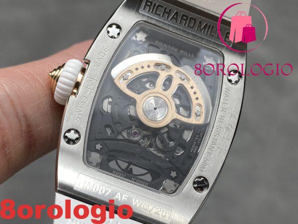 Richard Mille RM07-01 Oro Bianco Labbra Rosse Cinturino in Gomma Bianca Replica 1:1 BBAF 45.32 X 32.3mm Orologio - immagine 8