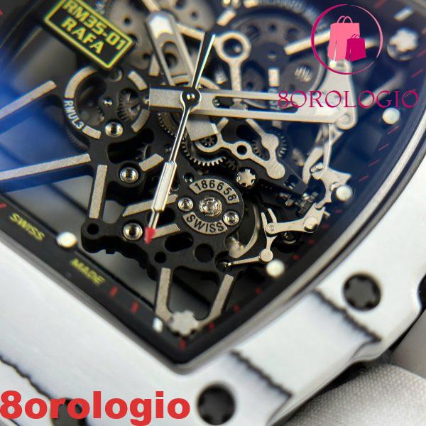 Richard Mille RM35-01 Rafael Nadal White Carbon TPT Edizione Limitata Super Replica BBR V3 49.94mm X 44.5mm Orologio - immagine 12