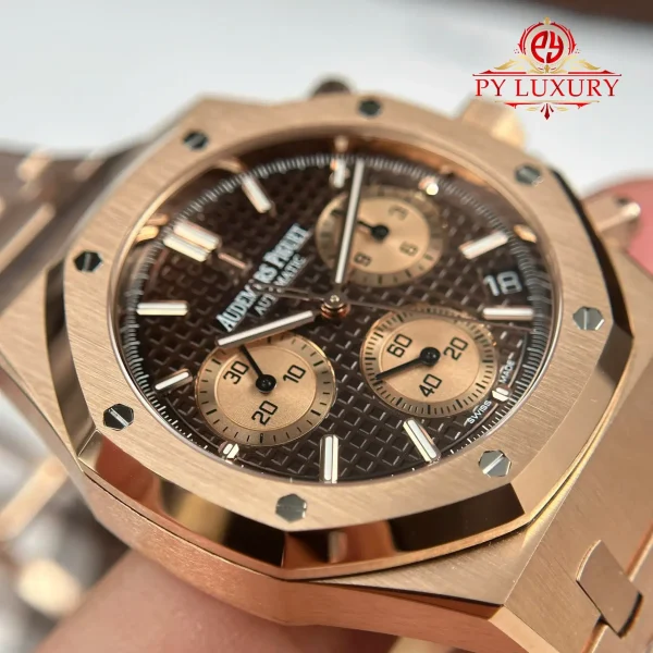 Audemars Piguet Royal Oak Chronograph 26239OR Oro Rosa Quadrante Marrone 1:1 Migliore Replica APSF 41mm Orologio - immagine 12