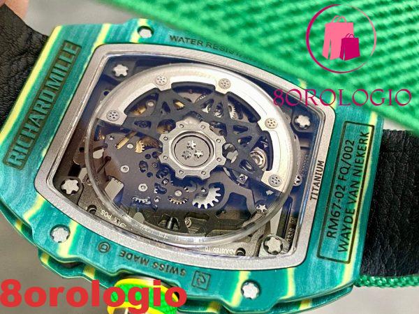 Richard Mille Wayde Van Niekerk RM67-02 Green Carbon Replica 1:1 Automatic Extra Flat 47.52 X 38.7mm Orologio - immagine 8
