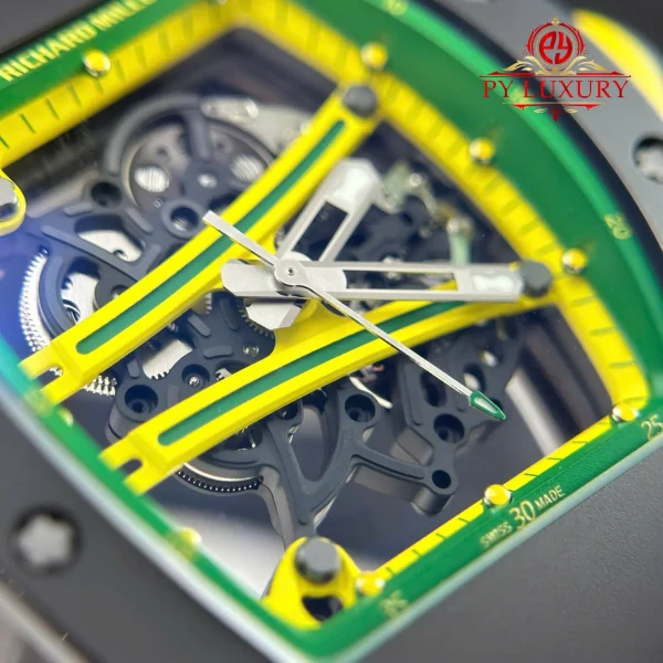 Richard Mille RM61-01 Yohan Blake 'Green' Ceramica Nera Cinturino in Gomma Replica ZF 42.7mm X 50.23mm Orologio - immagine 12