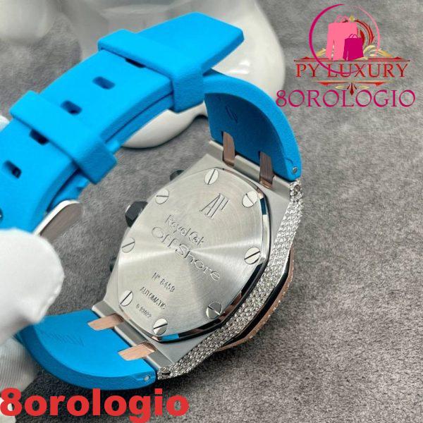 Audemars Piguet Royal Oak Offshore Chronograph 25940 Acciaio 18K Oro Rosa Replica con Diamanti Personalizzati Movimento Originale 42mm Orologio - immagine 8