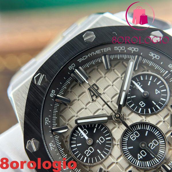 Audemars Piguet Royal Oak Offshore Chronograph 26420SO Quadrante Taupe Fumato Cinturino in Pelle Best Replica 43mm Orologio - immagine 12