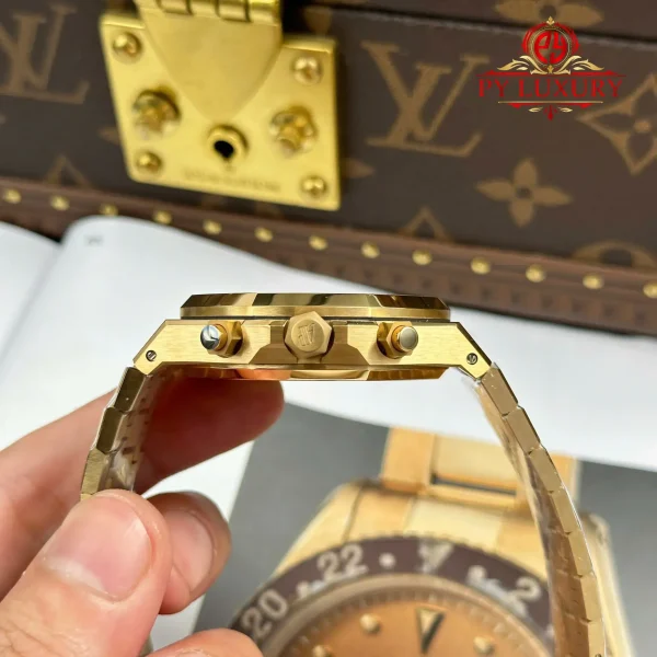 Audemars Piguet Royal Oak Chronograph 26240BA Oro Giallo Quadrante Champagne Fumé 1:1 Super Clone Replica APSF 41mm Orologio - immagine 12