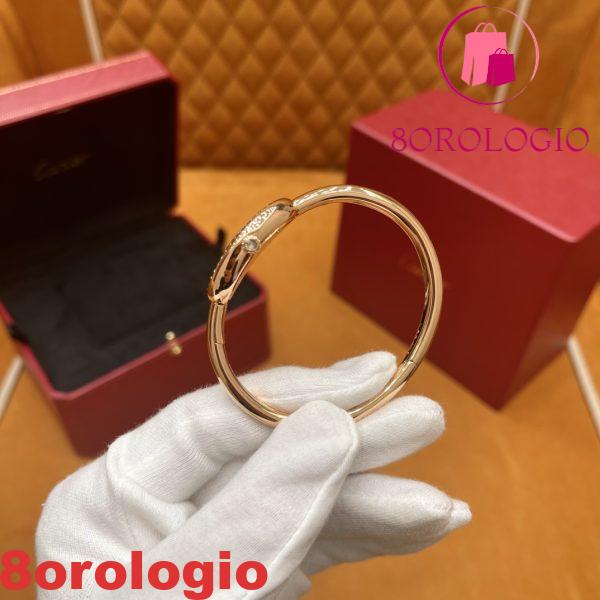 Cartier Baignoire Small Modello in Oro Rosa 18K Quadrante Argento Avvolto Lunetta in Moissanite Replica 1:1 Migliore (Misura del Polso 15, 16, 17cm) Orologio - immagine 11