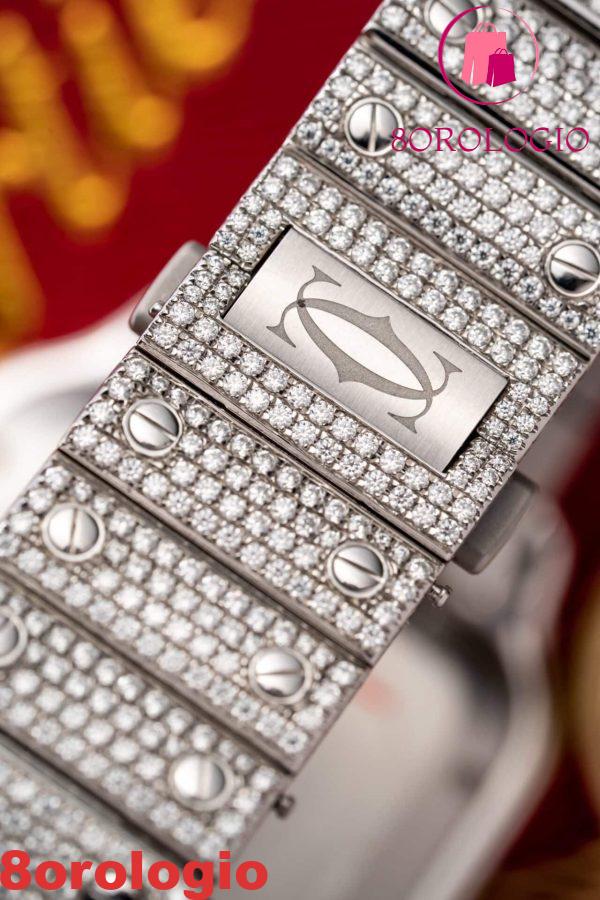 Cartier Santos Iced Out VVS1 Clarity Moissanite Modello Grande Migliore Replica 39.8mm Orologio - immagine 9