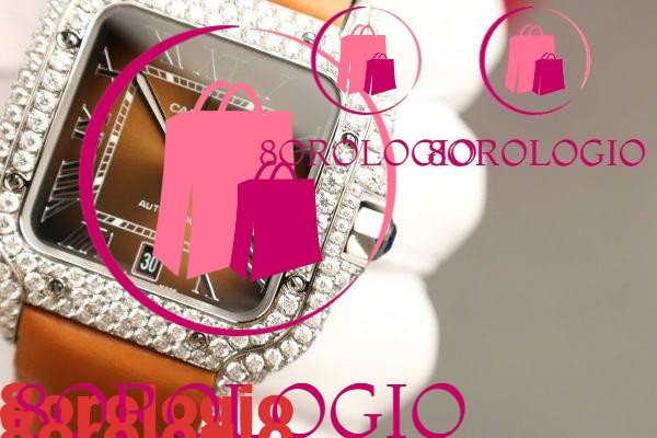 Cartier Santos Modello Grande Quadrante Marrone Cassa Personalizzata in Moissanite Migliore Replica 39.8mm Orologio - immagine 13