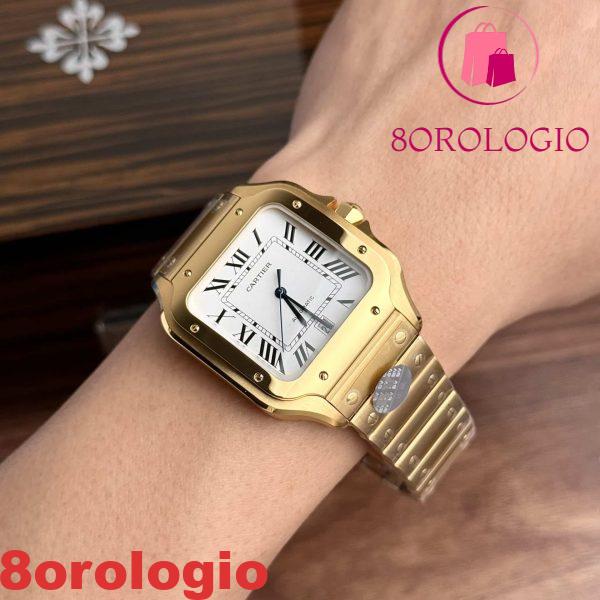 Cartier Santos WGSA0029 Oro Giallo Quadrante Bianco Modello Grande Migliore Replica BVF 39.8mm Orologio - immagine 9