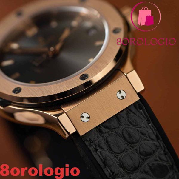 Replica Orologio da Donna Hublot Classic Fusion King Gold Quadrante Grigio Cinturino in Pelle 33mm Orologio - immagine 11