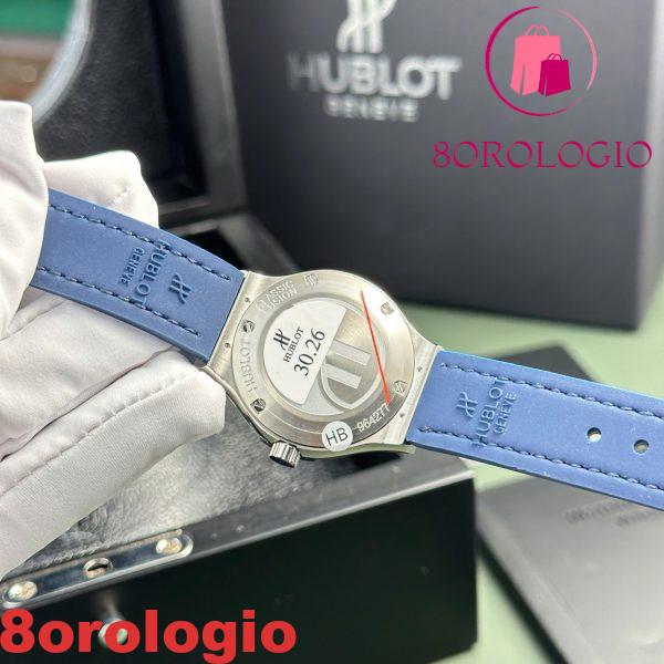 Hublot Classic Fusion Titanio Quadrante Blu CZ Pietre Ghiera Cinturino in Pelle Donna Replica 33mm Orologio - immagine 10