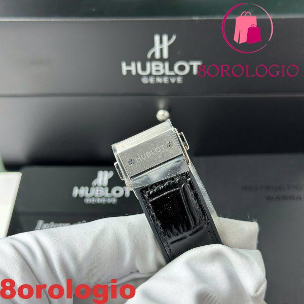 Replica Hublot Classic Fusion Titanium Diamanti Pavé Quadrante Bianco Cinturino in Pelle Nera 38mm Orologio - immagine 9