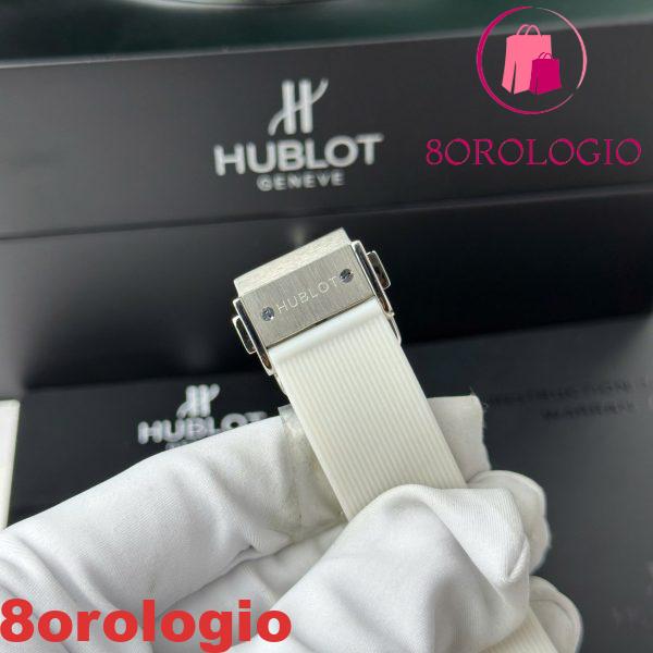 Hublot Classic Fusion Titanium Diamanti Pavé Quadrante Bianco Cinturino in Gomma Replica 38mm Orologio - immagine 9