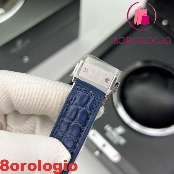 Hublot Classic Fusion Titanium Pavé Quadrante Blu Replica in Pelle Moissanite Personalizzato 33mm Orologio - immagine 9