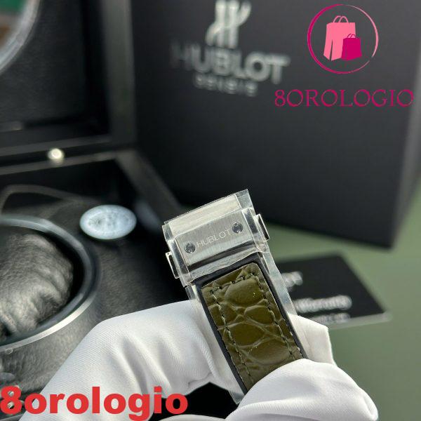 Hublot Classic Fusion Titanium Pavé Quadrante Verde Cinturino in Pelle Donna Replica 33mm Orologio - immagine 9