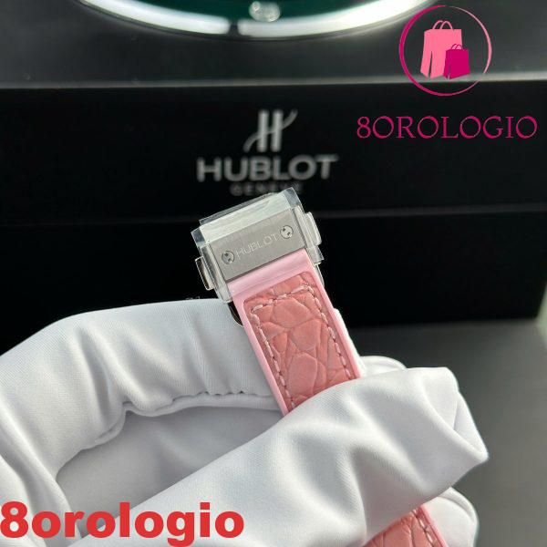 Hublot Classic Fusion Titanium Quadrante in Madreperla Rosa CZ Pietre Ghiera Cinturino in Pelle Donna Replica 33mm Orologio - immagine 9