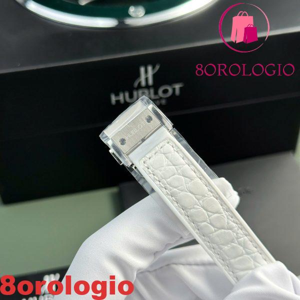 Hublot Classic Fusion Titanio Quadrante Bianco CZ Pietre Lunetta Cinturino in Pelle Donna Replica 33mm Orologio - immagine 9