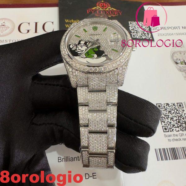 Rolex Datejust 126300 Bust Down Iced Out Diamanti di Moissanite Quadrante Monopoly Miglior Replica 41mm Orologio - immagine 13