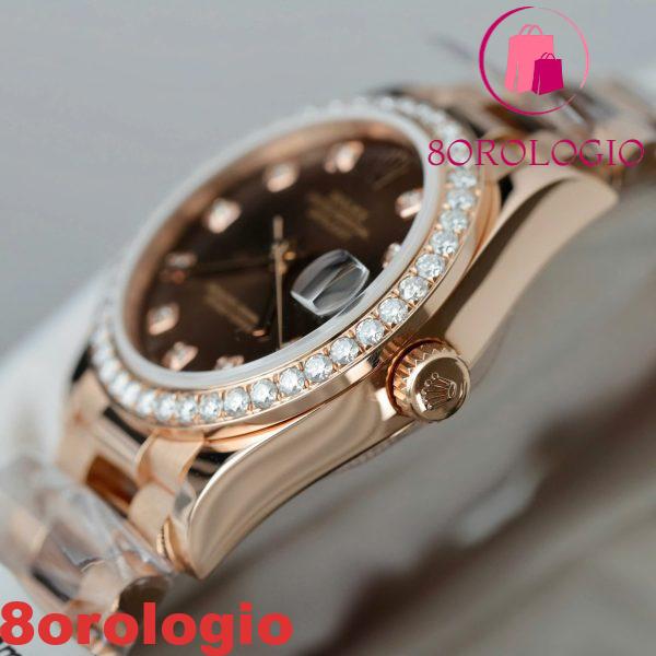 Replica migliore Rolex Datejust 278285RBR Quadrante con diamanti color cioccolato 18K Oro rosa con ghiera in moissanite 31mm Orologio - immagine 11