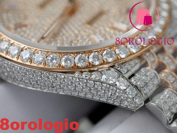 Rolex Datejust 36 Due Toni Oro 18K Rivestito Iced Out Moissanite Migliore Replica 36mm Orologio - immagine 14