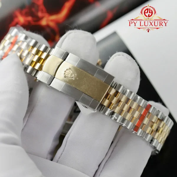 Replica migliore di Rolex Datejust 126333 due toni 10K oro giallo placcato quadrante bianco in madreperla bracciale Jubilee 41mm Orologio - immagine 9