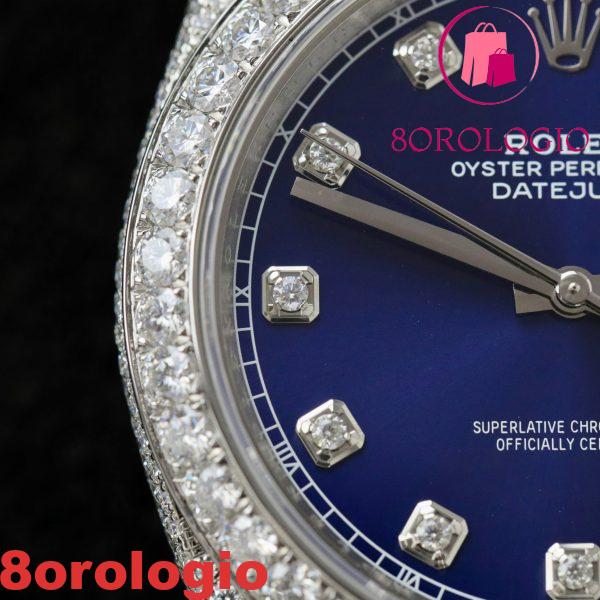 Rolex Datejust 41 Quadrante Blu Diamanti Jubilee Iced Out Moissanite Migliore Replica 41mm Orologio - immagine 14