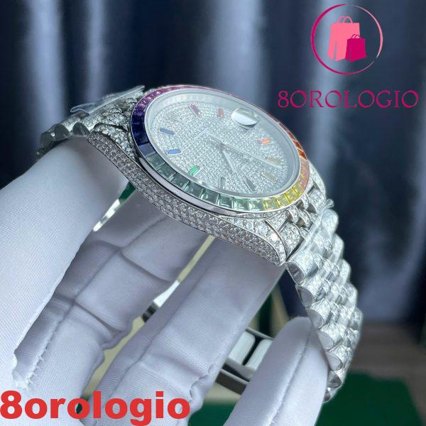 Replica Rolex Datejust 41 Iced Out Moissanite Rainbow Jubilee di Migliore Qualità 41mm Orologio - immagine 10