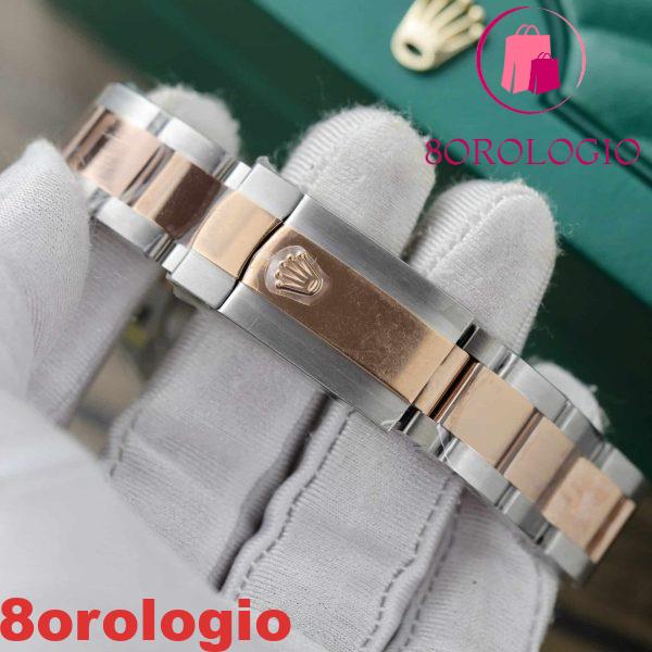 Rolex Datejust 41 Bicolore Oro Rosa Quadrante Motivo Argento Bracciale Oyster Miglior Replica Clean Factory 41mm Orologio - immagine 9