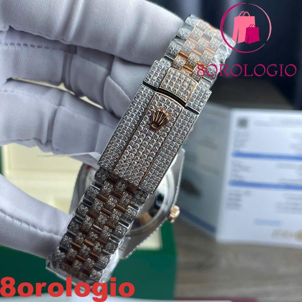 Rolex Datejust Two Tone 18K Gold Wrapped Quadrante Romano Iced Out Moissanite Migliore Replica 36mm Orologio - immagine 9