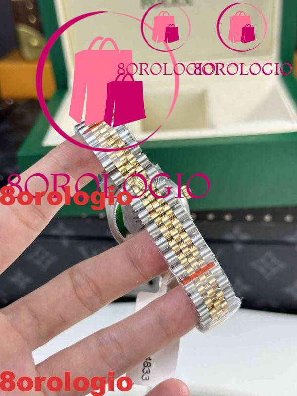 Rolex Datejust Two Tone Lady Replica 10K Oro Giallo Black Dial Jubilee 31mm Orologio - immagine 10