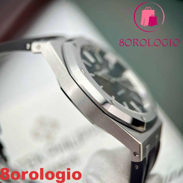 Audemars Piguet Royal Oak 15400ST Cinturino in Gomma Quadrante Nero Migliore Replica APS Factory 41mm Orologio - immagine 11
