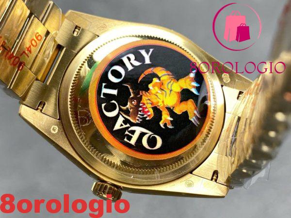 Replica Rolex Day-Date 128238-0130 Oro Giallo Quadrante Verde Brillante con Diamanti 158g Super Clone QF 36mm Orologio - immagine 10