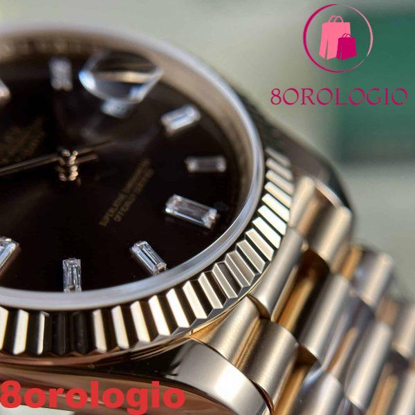 Rolex Day-Date 228235 18K Rose Gold Replica Quadrante cioccolato con diamanti 177g V3 GMF Super Clone 40mm Orologio - immagine 14