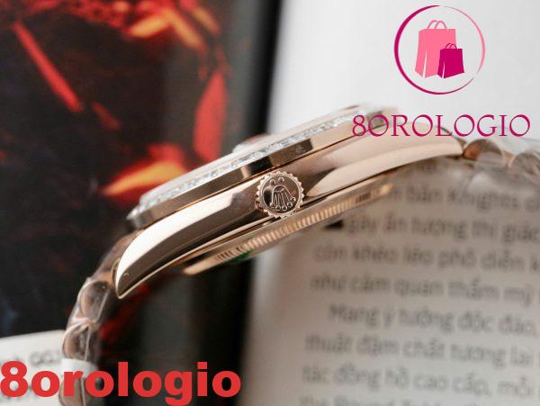 Rolex Day-Date 228235 Quadrante Pavé con Diamanti a Baguette Placcato in Oro 18K Lunetta Personalizzata con Moissanite a Baguette Migliore Replica 40mm Orologio - immagine 11