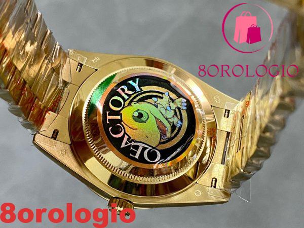 Rolex Day-Date 228238-0004 Oro Giallo Quadrante Nero Brillante con Diamanti 184g Migliore Replica 40mm Orologio - immagine 10