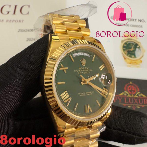 Rolex Day-Date 228238-0061 Quadrante Verde Romano Oro Giallo 18K Rivestito Miglior Replica V3 GMF 40mm Orologio - immagine 14