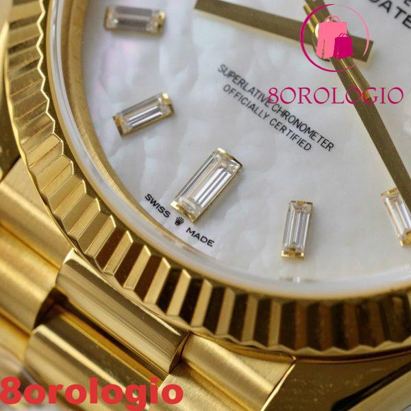 Rolex Day-Date 228238-0071 MOP Baguette Moissanite Indici Quadrante Rivestito in Oro Giallo 18K GMF V3 Migliore Replica 40mm Orologio - immagine 13