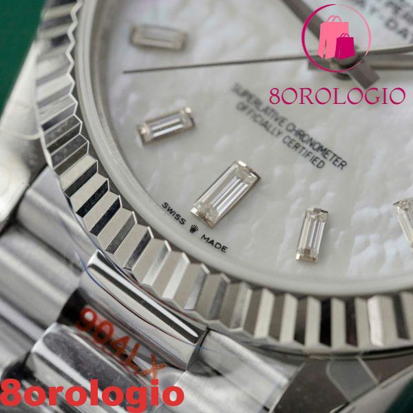 Rolex Day-Date 228239 Quadrante MOP Baguette Moissanite Indici GMF V3 Migliore Replica 40mm Orologio - immagine 11