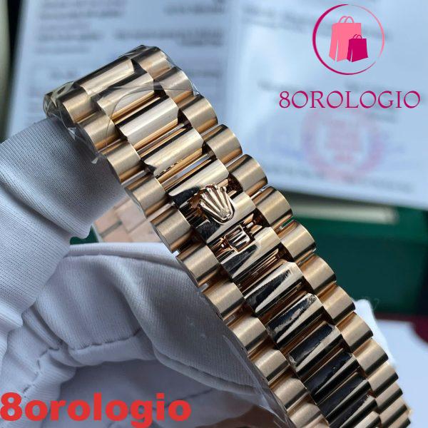 Rolex Day-Date 228345RBR Quadrante Cioccolato Baguette Oro 18K Placcato Replica Lunetta Moissanite 174g GMF V3 40mm Orologio - immagine 9