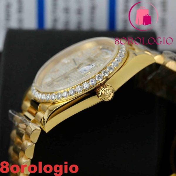 Rolex Day-Date 228348RBR-0037 Quadrante Pavé di Diamanti 18k Oro Avvolto Replica Personalizzata Moissanite GMF V3 Super Clone 40mm Orologio - immagine 12
