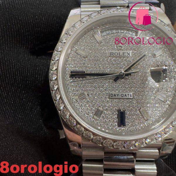 Rolex Day-Date 228349RBR Custom Moissanite Bezel Paved Moissanite Dial GMF V3 Miglior Replica 40mm Orologio - immagine 14