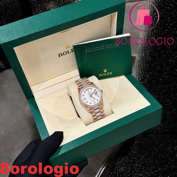 Rolex Day-Date 36 Quadrante in Meteorite Oro Rosa 18K Replica Migliore con Quadrante in Moissanite Personalizzato e Bracciale in Moissanite 36mm Orologio - immagine 15
