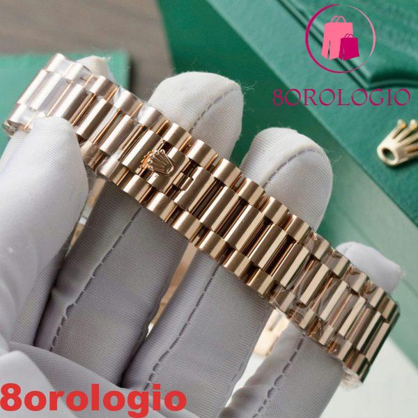 Rolex Day-Date 40 Quadrante Blu Baguette Oro Rosa 18K Wrapped Migliore Replica Q Factory 40mm Orologio - immagine 9